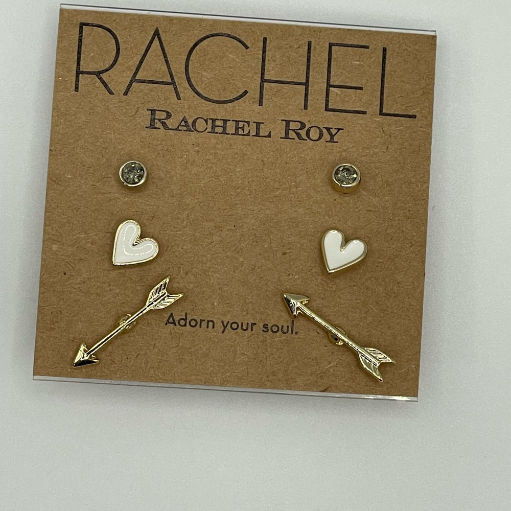 NWT RACHEL Rachel Roy Set of 3 Pair Stud Earrings - Picture 2 of 3